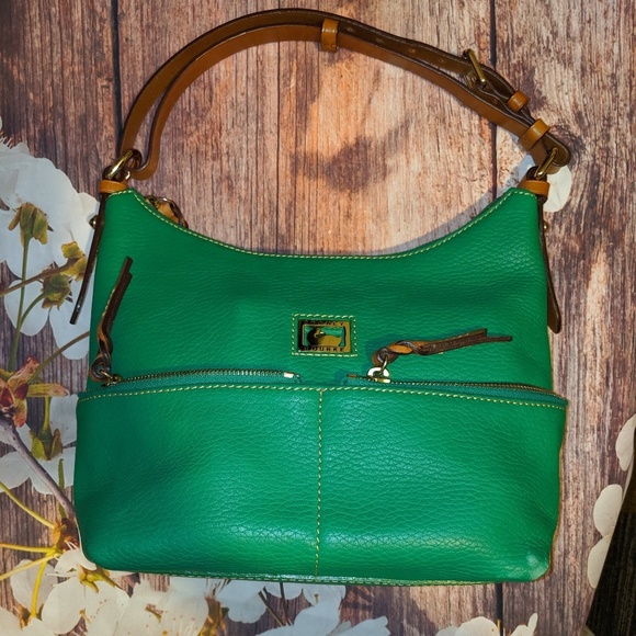 Dooney & Bourke Handbags - Dooney & Bourke Green Leather Handbag brown strap